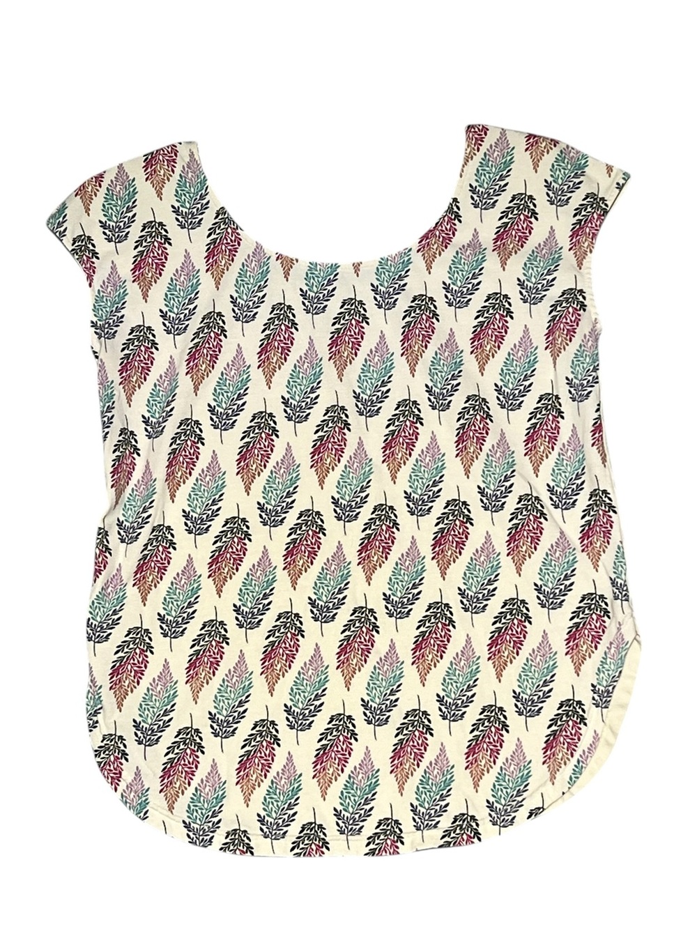 EFFIE'S HEART Split Print Bicycle Graphic Multicolor Leaf Tee Top Medium M - Picture 3 of 10